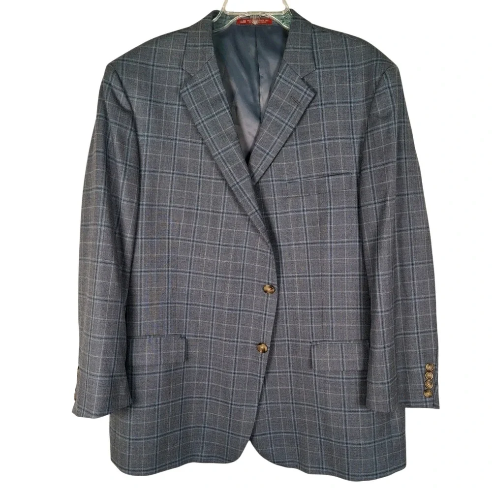Lauren Ralph Lauren Suit Jacket Men's 46L Plaid Silk‎ Wool Sport Coat New